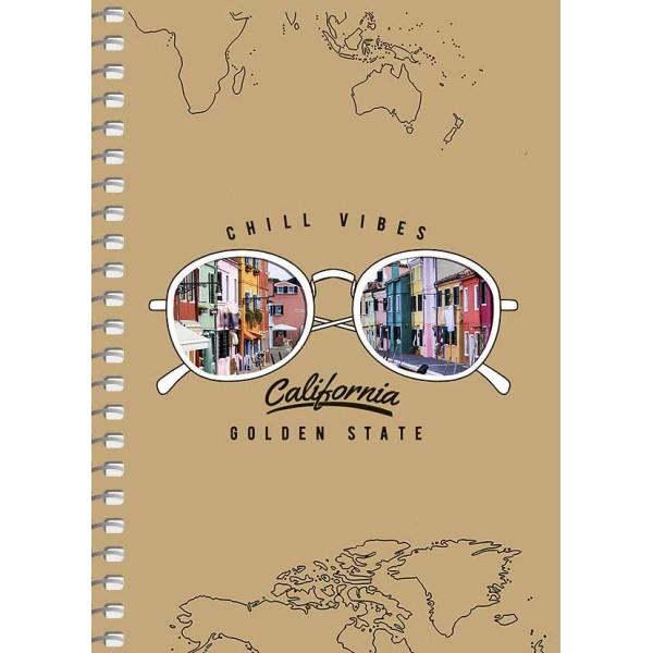 Блокнот пруж. А6 80арк. кліт. крафт-картон "Student" №A6-SC-080-6121K/Школярик/(4)(144)