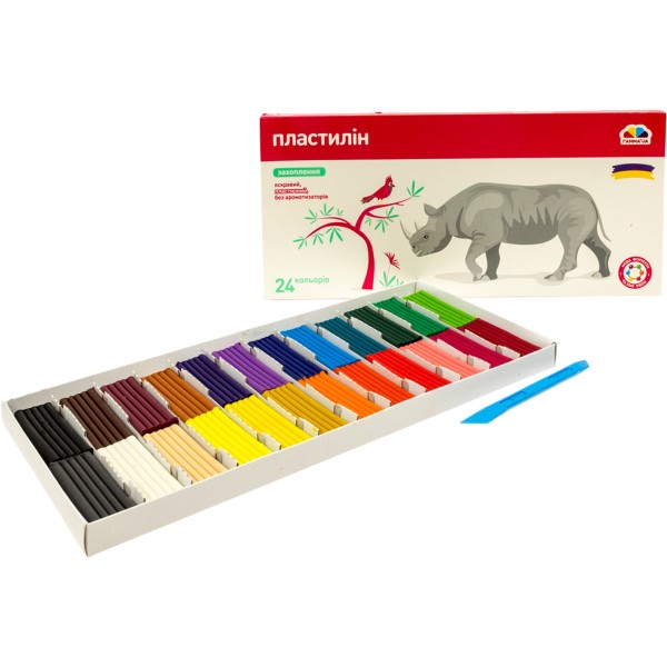 Пластилін "Гамма UA" Захоплення 24 кольор. 384гр зі стеком №200316(12)