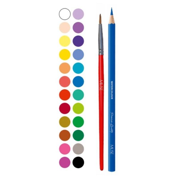 Олівці кольор. аквар. 24 кольор. "Muse" №106M-24 з пензликом та точилкою (12)