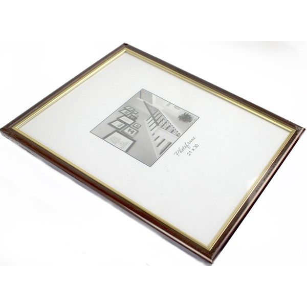 Фоторамка "LA" 21х30 №LA-001 темно коричнева,золота оторочка(20)
