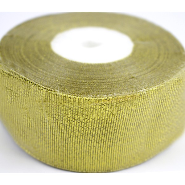 Стрічка атлас парча 4см/22м (зол.)(5)