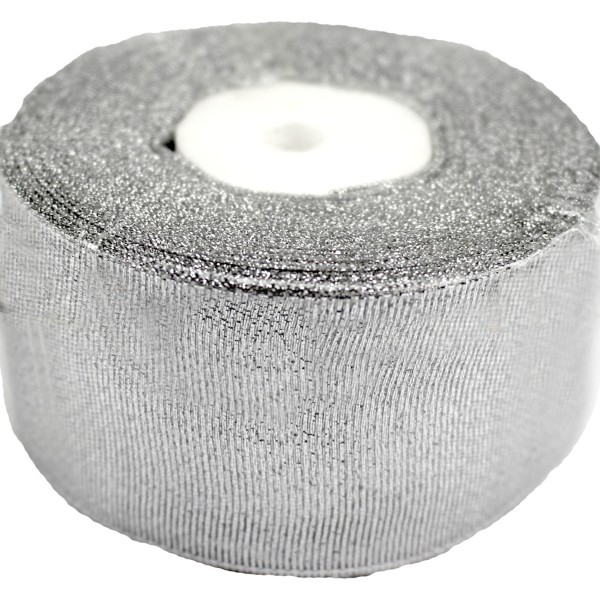Стрічка атлас парча 5см/22м (срібл.)(4)