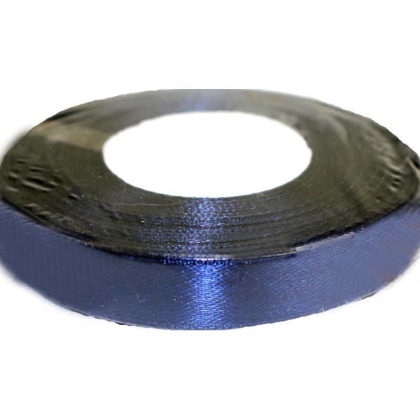 Стрічка атлас 1,2см/22м (темно-синя)(10)