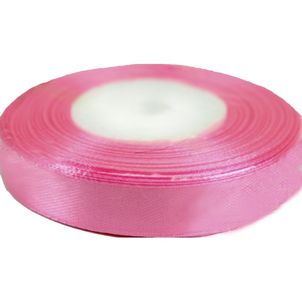 Стрічка атлас 1,2см/22м (яскраво-рожева)(10)