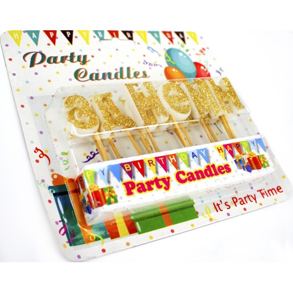 Свічки-літери "З днем народження" золото,присипка(34)