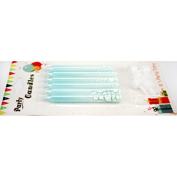 Свічка в торт 6шт+6підсв. "Мармур" м'ята №1482(24)