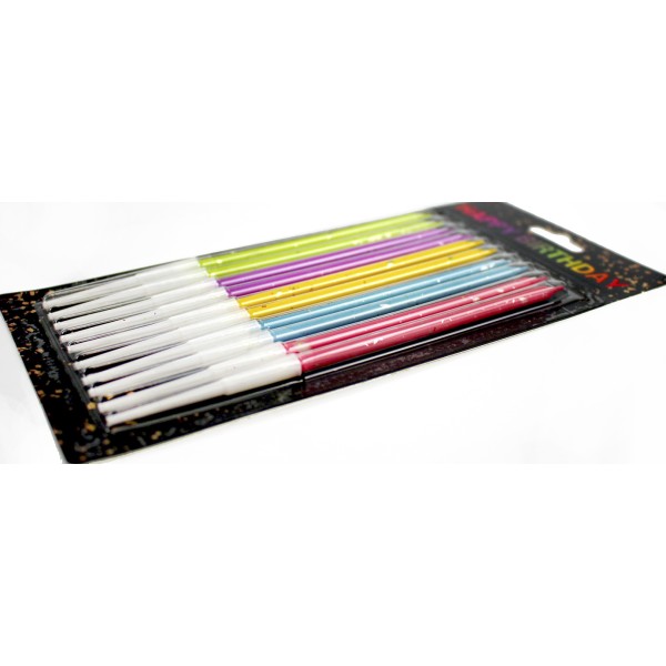 Свічка в торт 10шт+10підсв. "Спіральні" кольорові №6735(24)