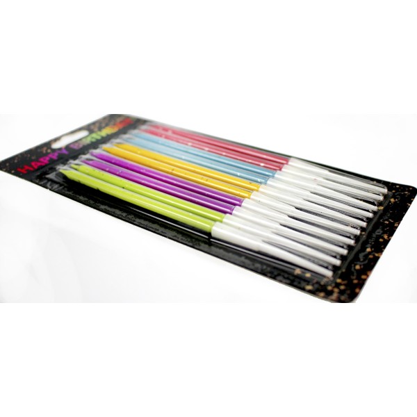 Свічка в торт 10шт+10підсв. "Спіральні" кольорові №6735(24)