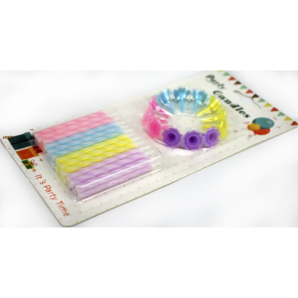 Свічка в торт 24шт+12підсв. кольорові №E24/1185(288)