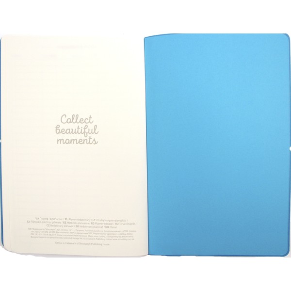 Планер А5 208арк. недат лін. крем.блок,еко шкіра обкл.,лазуровий №A5-7104/Школярик/(12)