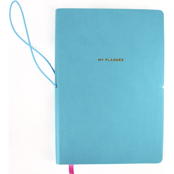 Планер А5 208арк. недат лін. крем.блок,еко шкіра обкл.,лазуровий №A5-7104/Школярик/(12)