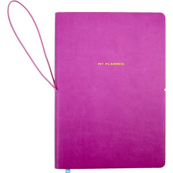 Планер А5 208арк. недат лін. крем.блок,еко шкіра обкл.,рожевий №A5-7105/Школярик/(12)