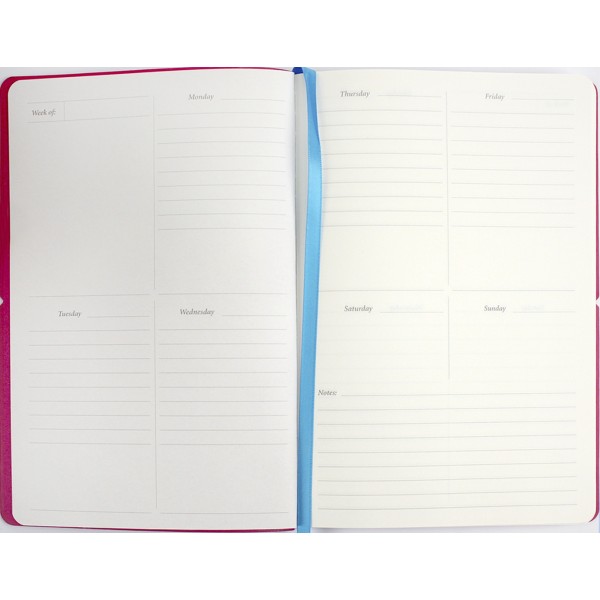 Планер А5 208арк. недат лін. крем.блок,еко шкіра обкл.,рожевий №A5-7105/Школярик/(12)