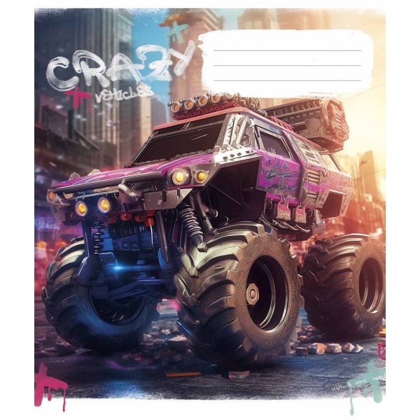 Зошит 36арк. кліт. Школярик "Monster trucks" ВД-лак №036-3283K(20)(120)