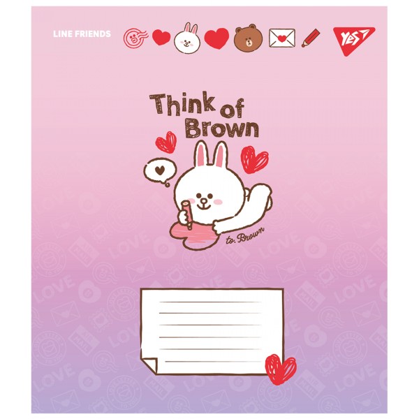 Зошит 12арк. кос.лін. YES Line Friends. Love letter №766934(25)(500)
