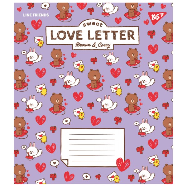 Зошит 12арк. кос.лін. YES Line Friends. Love letter №766934(25)(500)