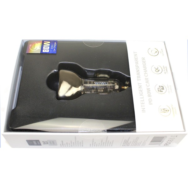 Зарядний пристрій авто Wiwu PC700 2Type C+ USB 80W швидка зарядка