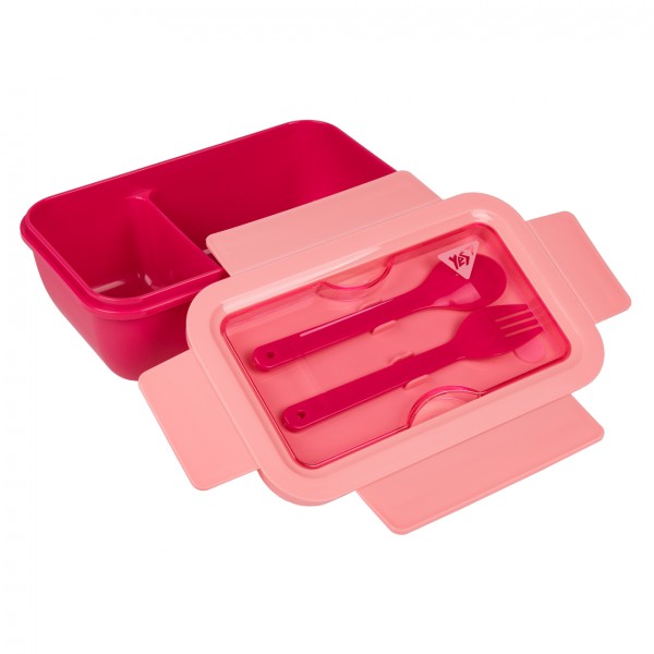 Ланч бокс пласт. "Yes" 850мл Fusion,з приладдям, рожевий №708169(25)(50)