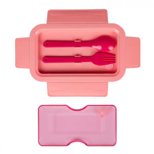 Ланч бокс пласт. "Yes" 850мл Fusion,з приладдям, рожевий №708169(25)(50)