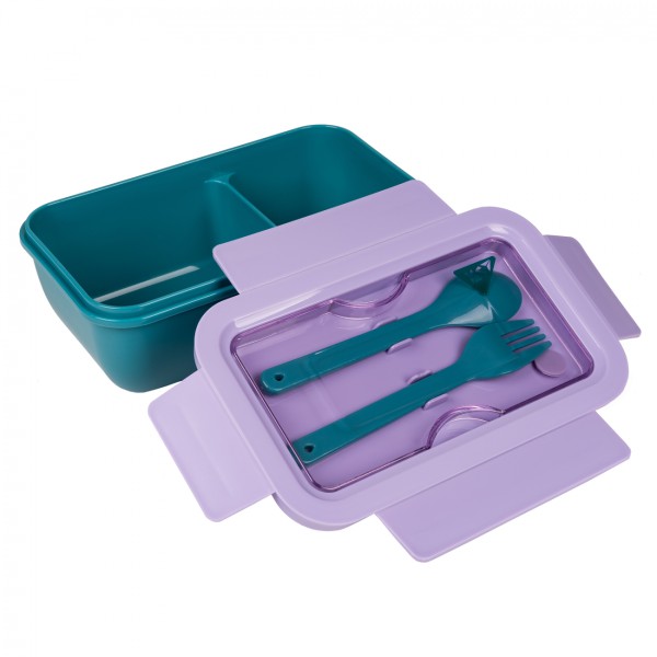 Ланч бокс пласт. "Yes" 850мл Fusion,з приладдям, фіолетово-зелений №708170(25)(50)
