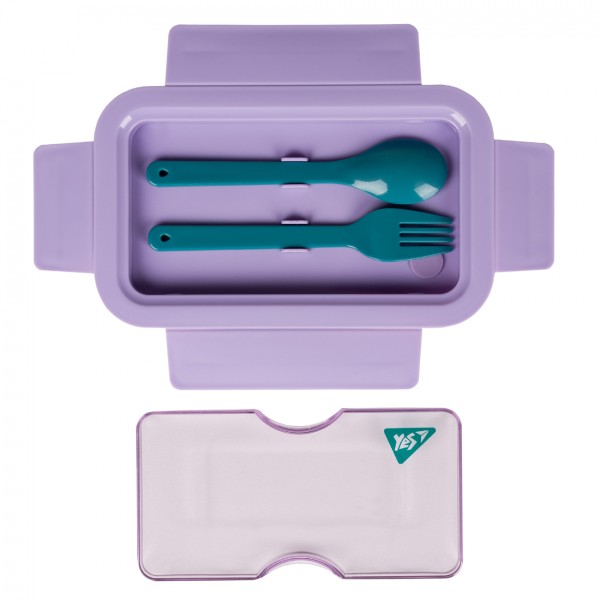Ланч бокс пласт. "Yes" 850мл Fusion,з приладдям, фіолетово-зелений №708170(25)(50)