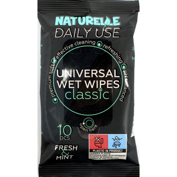 Серветки вологі "Naturelle" (10шт) Classic чорні №1691(56)