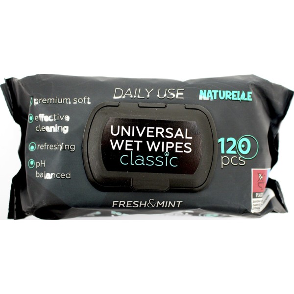 Серветки вологі "Naturelle" (120шт) Classic чорні №1417(8)