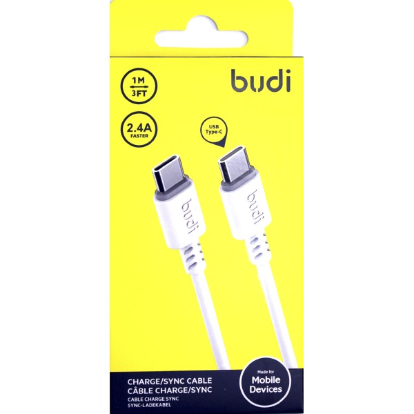 Кабель Type C > Type C Budi 2.4A 1м white №DC011TT10W/Breidon/