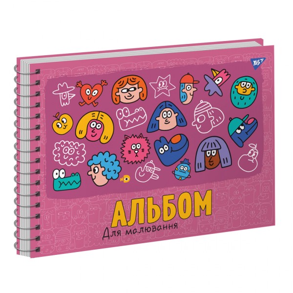 Альбом для малюв. на пруж. 20/100 А4 "Funny faces" УФ-виб. №130568/Yes/(3)(54)