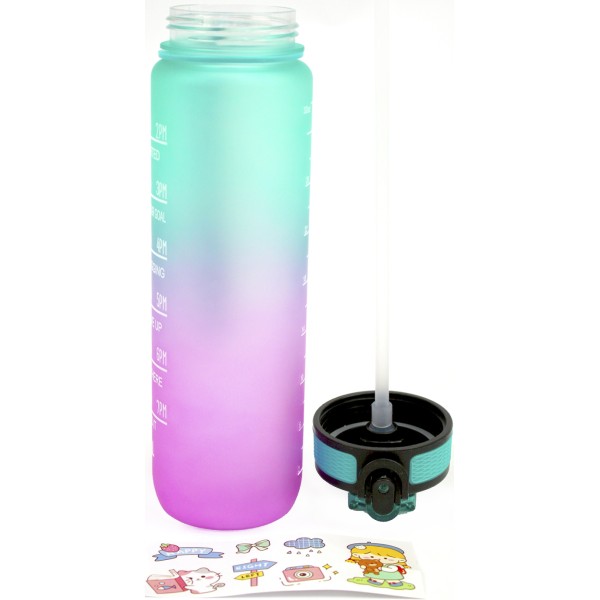 Пляшка для води полікарбонат "Optima" 1000мл бірюзово-рожева №O51971