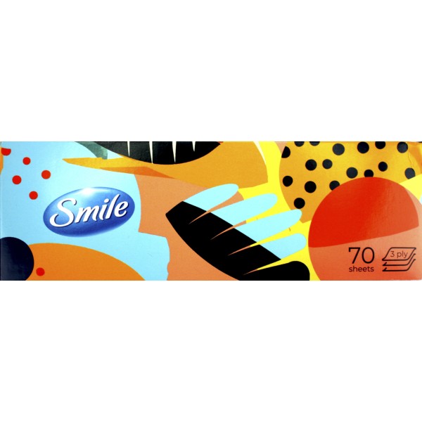 Серветки паперові косметичні Smile (70шт) 3шар білі пенал №2016(18)