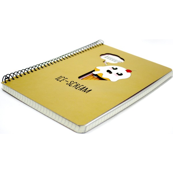 Блокнот пруж. А5 96арк. кліт. карт. "Student" крафт,лаз. висічка №A5-SC-096-6137K/Школярик