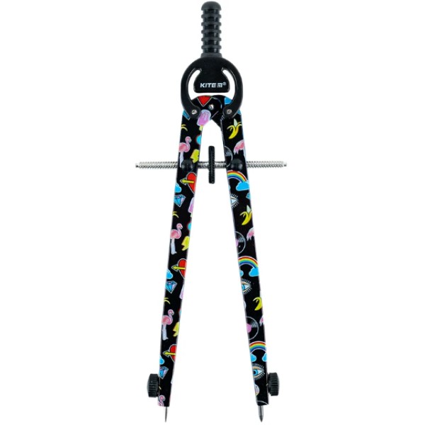 Циркуль "Kite" метал. з принтом,+грифель,чорний у футлярі №K24-415-3(12)