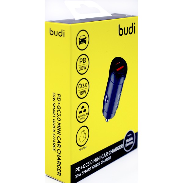 Зарядний пристрій авто Budi №CC602 30W швидка зарядка black/Breidon/