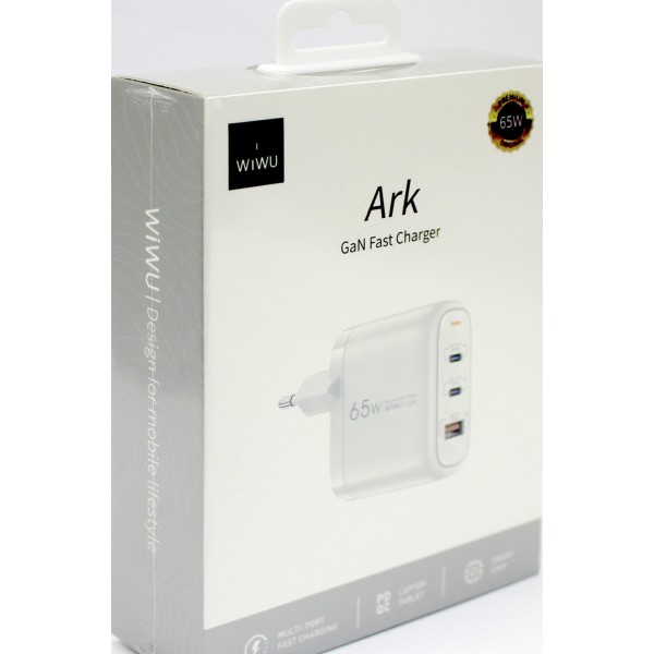 Зарядн.прист.WIWU №Wi-U024 USB+2Type-C 3А 65W ArkQC+PD GaNFastCharger шв.зар.white/Breidon