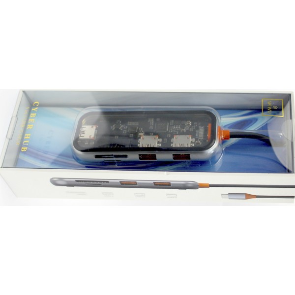 Адаптер перехідник WIWU Cyber HUB 5in1 Type C > USB3x3 > SD > Micro SD CB005 grey/Breidon/