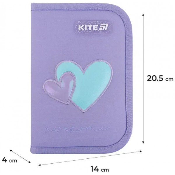 Пенал "Kite" Awesome 1від.,б/н,з 2 відворотами №K25-622-5(48)