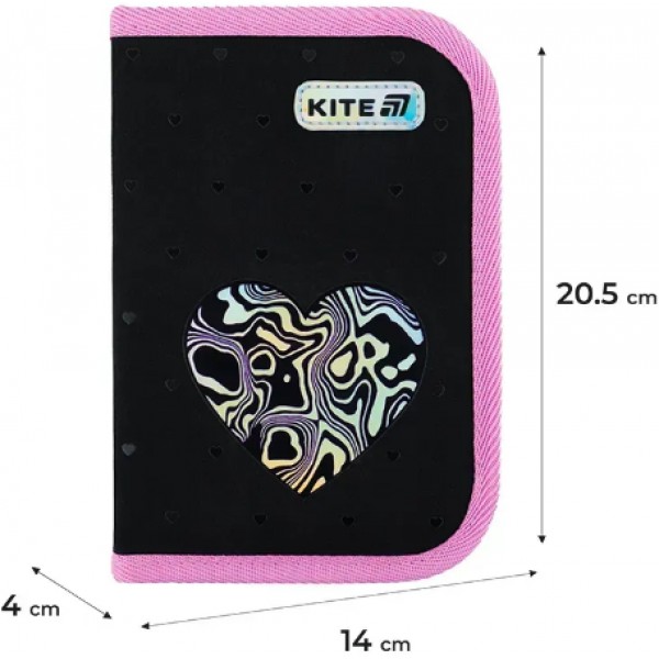 Пенал "Kite" Love is 1від.,б/н,з 2 відворотами №K25-622-3(48)
