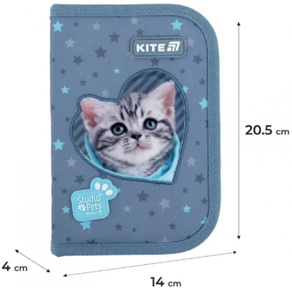 Пенал "Kite" Studio Pets 1від.,б/н,з 2 відворотами №SP25-622-3(48)