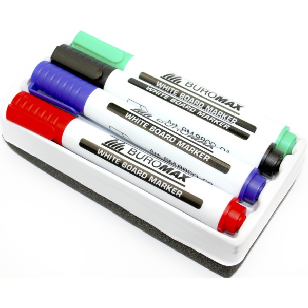 Набор маркеров для магнитных досок Buromax 8800-84 4шт. с губкой