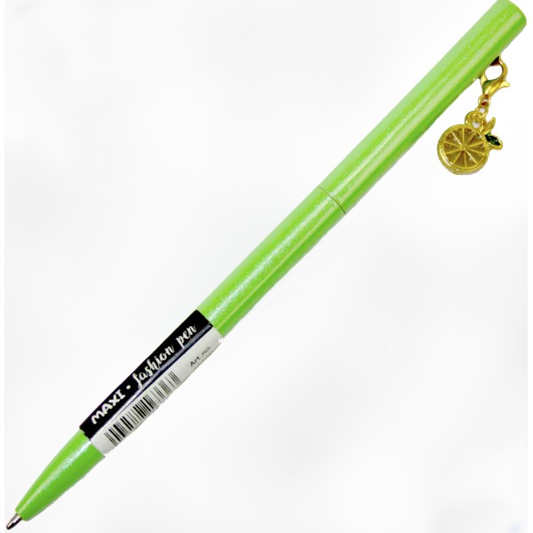 Ручка кульк.метал. "Maxi" №MX16336 Помаранч,з брелоком,синя(10)(50)