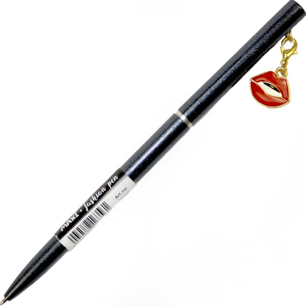 Ручка кульк.метал. "Maxi" №MX16356 Поцілунок,з брелоком,синя(10)(50)