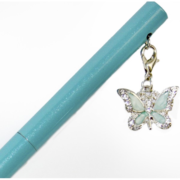 Ручка кульк.метал. "Maxi" №MX16379 Метелик,із сяючим брелоком,вкритим кристалами,синя