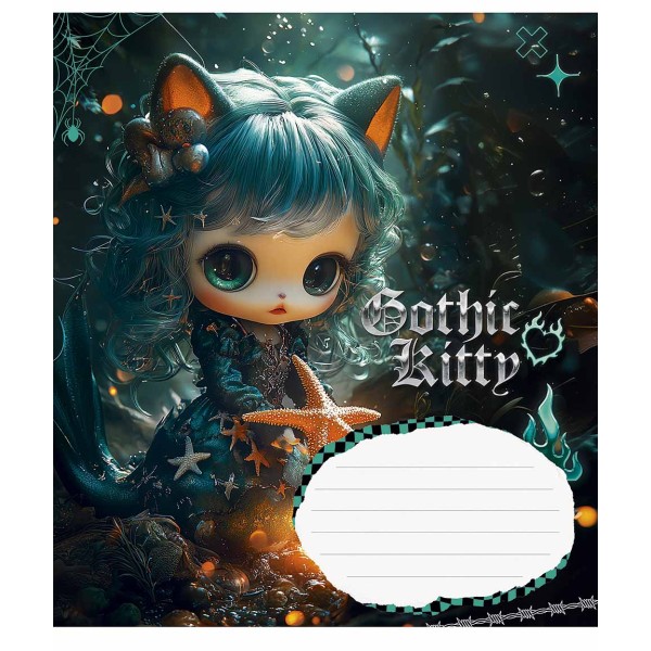 Зошит 18арк. кліт. Школярик "Gothic cats"виб.УФ-лак №018-3531K(25)(250)
