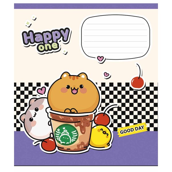 Зошит 12арк. кліт. Школярик "Happy one" виб.УФ-лак №012-3532K(30)(300)