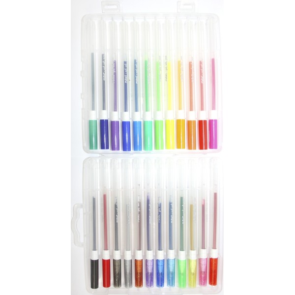 Набір ручок гел. "Maxi" №MX11987 24кольор.неон з блискітками, в пласт. боксі(6)(48)