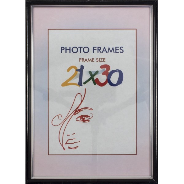 Фоторамка LA 21 х30 чорна,срібна каймою (18) LA-1-044