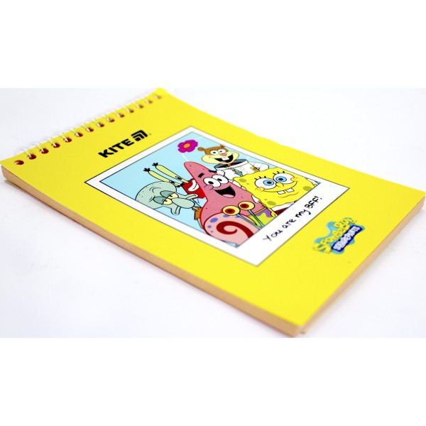 Блокнот пруж. А6 48арк. б/лін. пласт. Sponge Bob №SB25-196/Kite/(20)