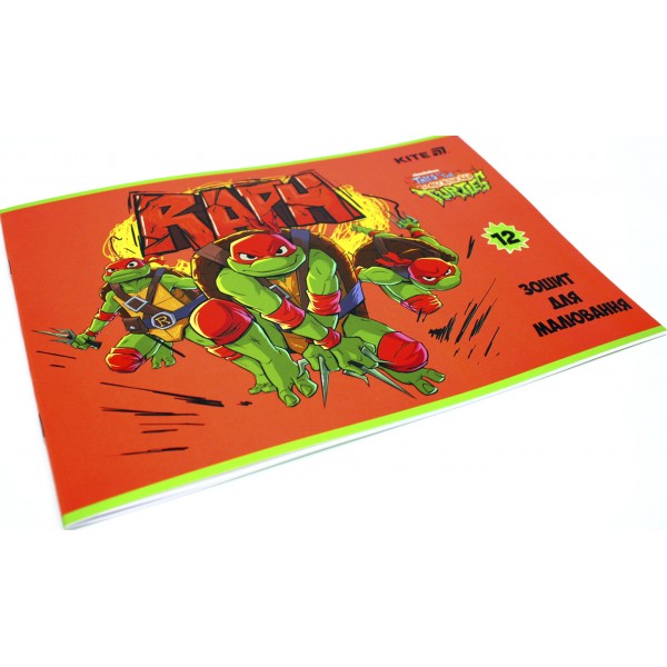 Альбом для малюв. на скобі 12 арк.гібр. лак + УФ лак "Ninja Turtles" №NT25-241/Kite/