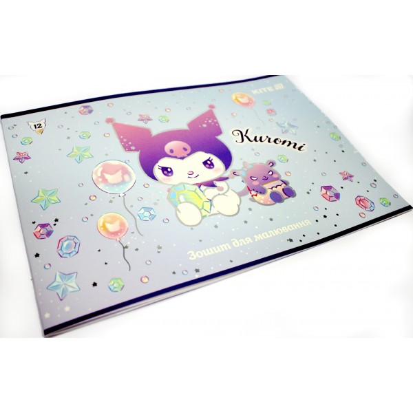 Альбом для малюв. на скобі 12/100 А4 "Kuromi" фольга + УФ лак №HK25-241-2/Kite/(20)(160)